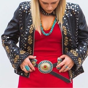 PU black studded leather jacket NFR worthy!